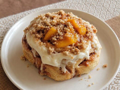 Peach Cobbler Cinnamon Rolls